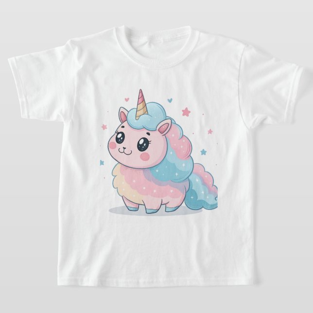 Camisa de Unicórnio de Algodão Doce Desenho Cartoo (Postura )