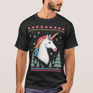 Camisa de Unicórnio Tricotado Tema de Natal (