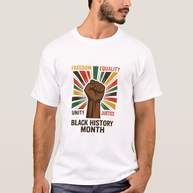 Camisa de Unidade e Justiça de História Negra (Frente)