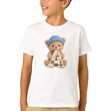 Camisa de urso de pelúcia fofo inicial A para meni