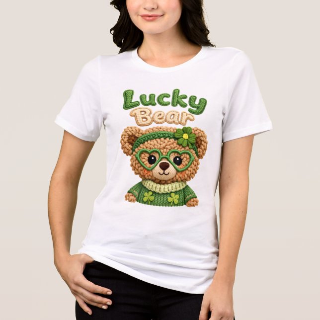 Camisa de Urso Sortudo Fofo para Mulheres 🍀  (Frente)
