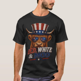 Camisa de Vaca das Terras Altas Vermelha Branca &