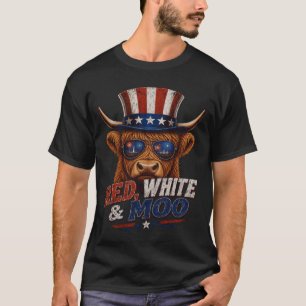 Camisa de Vaca das Terras Altas Vermelha Branca &
