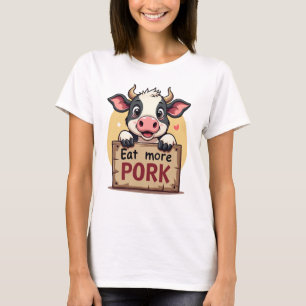 Camisa De Vaca Engraçada - Coma Mais Teto De Porco