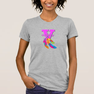 Camisa de Veneza em Cinzas com Penas Coloridas