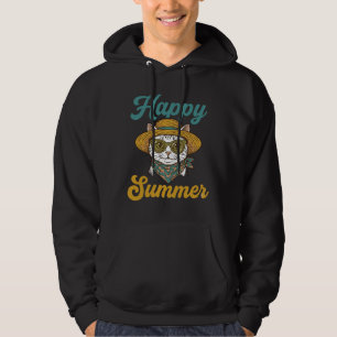 Camisa de Verão Feliz Gato Desenho de Gravura Vint
