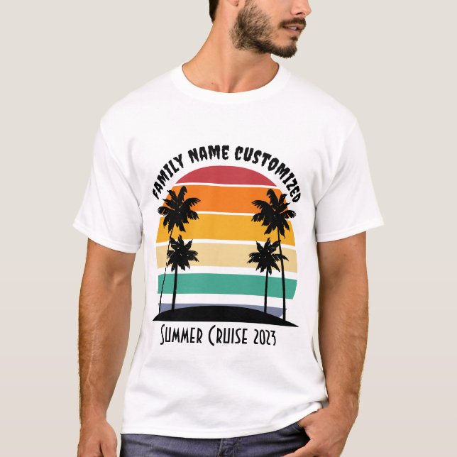 Camisa de Verão personalizada Palma de praia sunse (Frente)