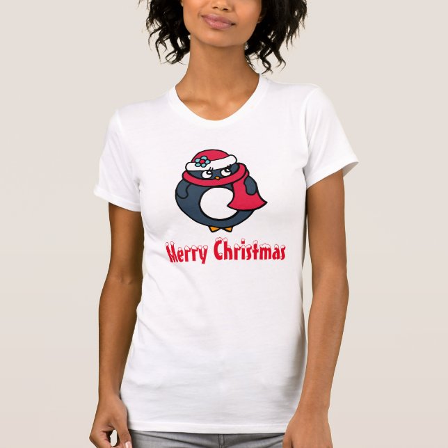 Camisa de Vestido Noturno Pinguim Natal (Frente)