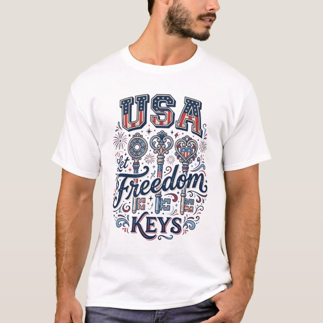 Camisa de Vetor de Chaves da Liberdade Patriótica  (Frente)