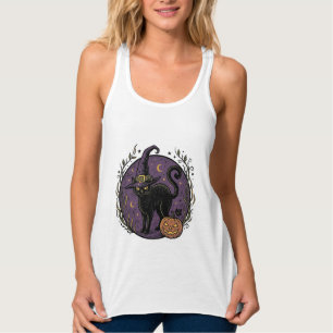 Camisa de Vetor de Gato de Bruxa Vintage Halloween