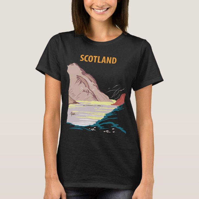 Camisa de viagem retrô da costa alta da Escócia (Frente)