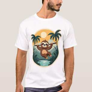 Camisa de Viagem Tropical Preguiça Costa Rica Vint