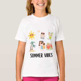 camisa de vibrações de verão fofas para crianças.