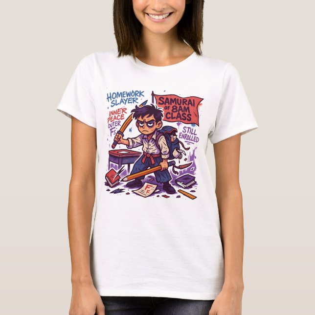 Camisa de volta às aulas do estudante samurai (Frente)