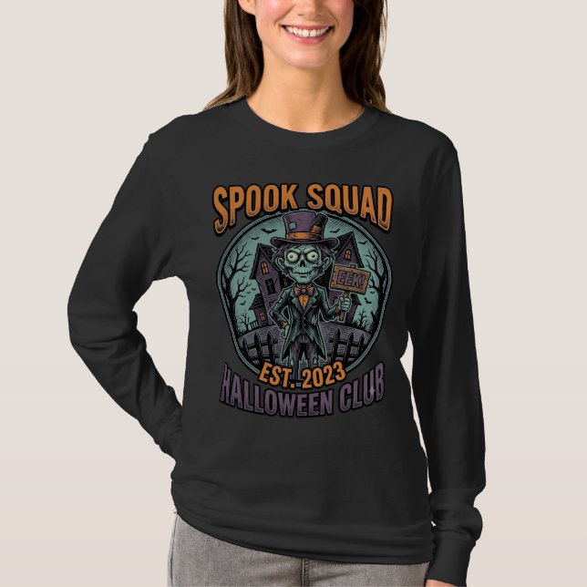 Camisa de Zumbi de Halloween Divertida Esquadrão A (Frente)