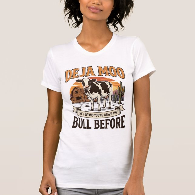Camisa Deja Moo Vaca Engraçada Ocidental Design Vi (Frente)