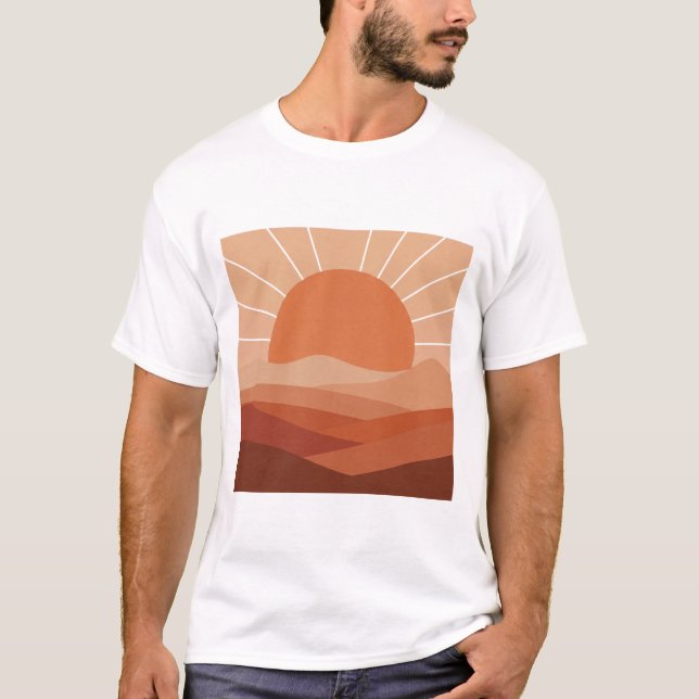 Camisa Desert Geometry – Sol e Montanha Minimalist (Frente)