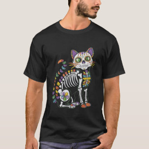 Camisa Dia de Los Muertos Gato Caveira de Açúcar M