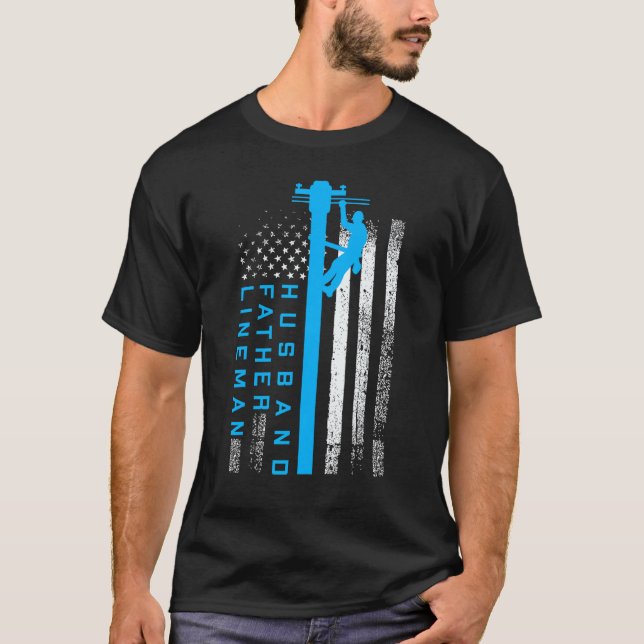 Camisa Dia de os pais Lineman Tshirt Elétrica (Frente)