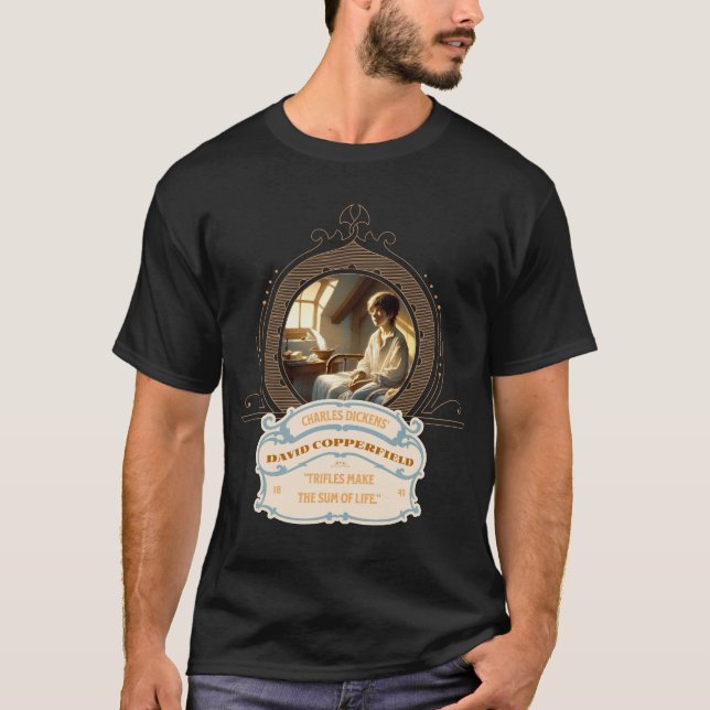 Camisa Dickens' Copperfield Citação Dourado Azul (Frente)
