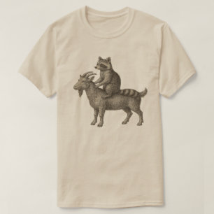 Camisa Divertida de Cabra Montada por Guaxinim – M