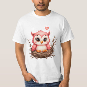 Camisa Divertida de Coruja Rosa Fofa Bebê Coruja E
