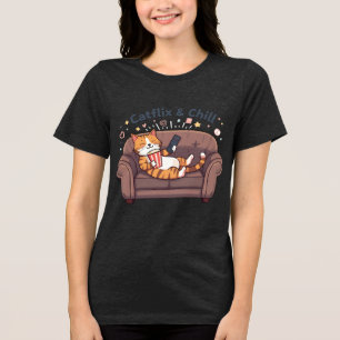 Camisa Divertida de Gato – Camiseta Catflix & Chil