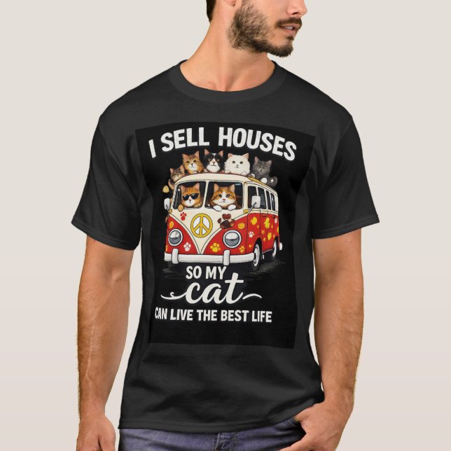 Camisa Divertida de Gato Corretor de Imóveis – Eu  (Frente)