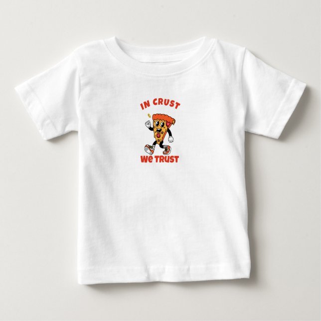 Camisa Divertida de Pizza – Em Crusta Nós Confiamo (Frente)