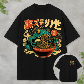 Camisa Divertida de Sapo Comendo Ramen Vintage Art