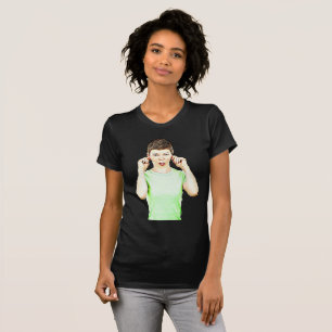 Camisa Divertida de Senhora Fazendo Caretas