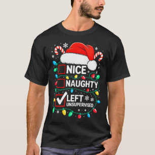 Camisa Divertida Natal Legal Travesso Deixado Sem 