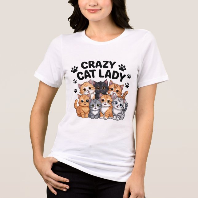 Camisa Divertida para Mulheres Amantes de Gatos -  (Frente)
