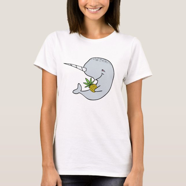 Camisa do abacaxi das senhoras Narwhal (Frente)