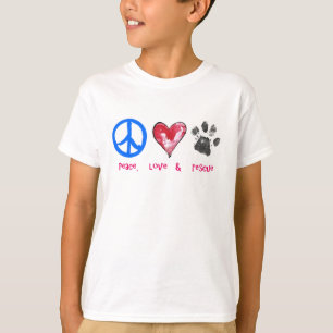 camisa do amor & do salvamento T da paz