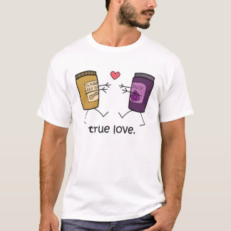 Camisa do amor verdadeiro" da manteiga e da geléia
