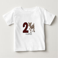Camisa do aniversário da xadrez dos cervos do bebê