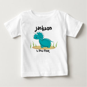 Camisa do aniversário do dinossauro 4 anos velha