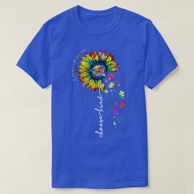 Camisa do Autismo Cavalo Escolhe Consciência do Au (Frente do Design)