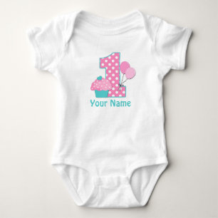 Camisa do azul do rosa do cupcake do primeiro