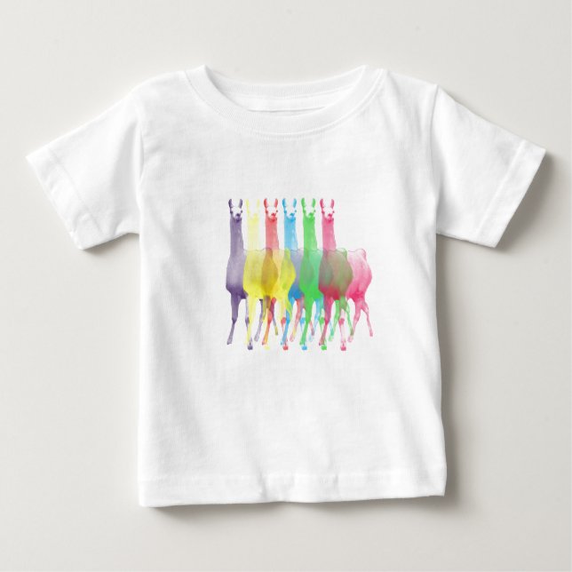 camisa do bebê de 6 cores dos lamas 6 (Frente)