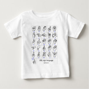 Camisa do bebê do ALFABETO do LINGUAGEM GESTUAL