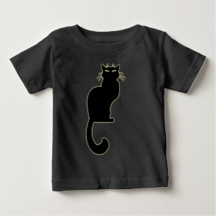 Camisa do Bebê Gato Preto Arte de Gato Camisa de C