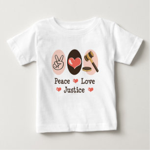 Camisa do bebê T do juiz de justiça do amor da paz