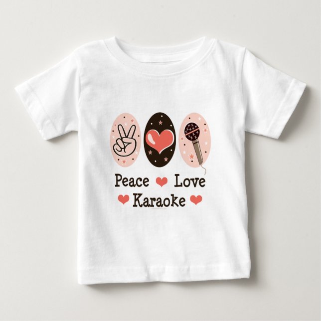 Camisa do bebê T do karaoke do amor da paz (Frente)