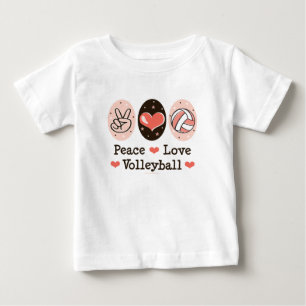 Camisa do bebê T do voleibol do amor da paz