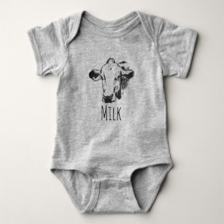 Camisa do bodysuit do bebê da vaca de leite bonito