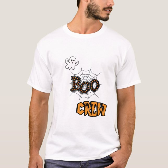 Camisa do Boo Crew Halloween - Ghost & Spider Web (Frente)