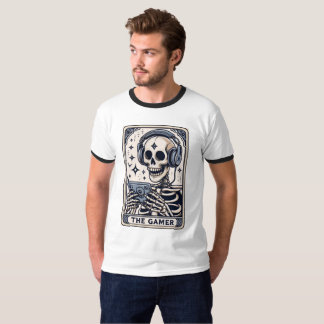 Camisa do Cartão de Tarot Esqueleto Gamer