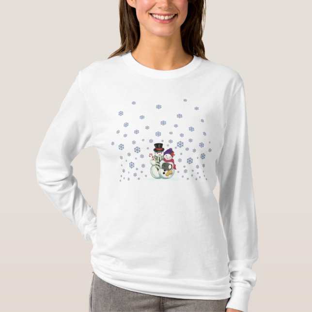 Camisa do casal do boneco de neve (Frente)